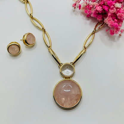 Whisper Chain Necklace - Rose and Crystal Quartz