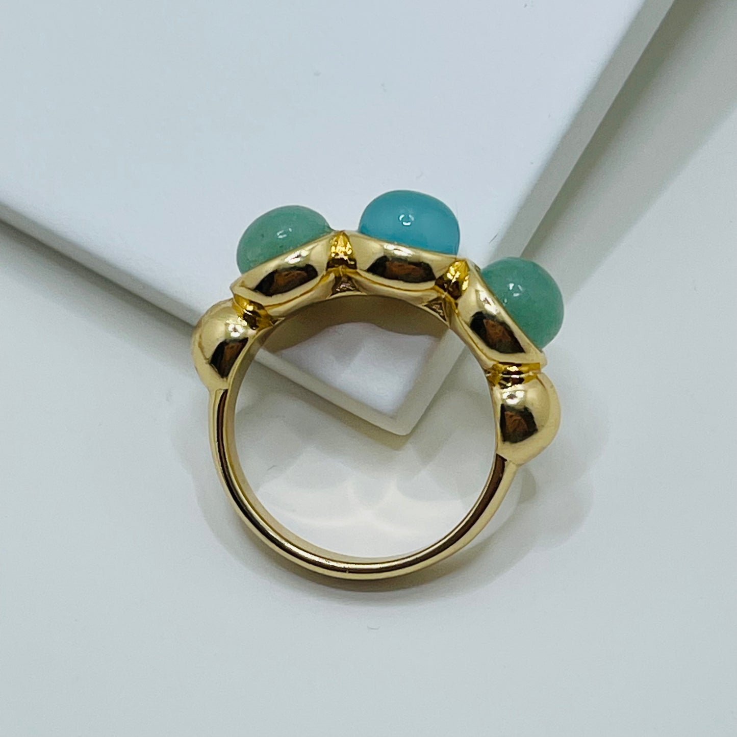 Green & Blue- Whisper Triple Gem Ring