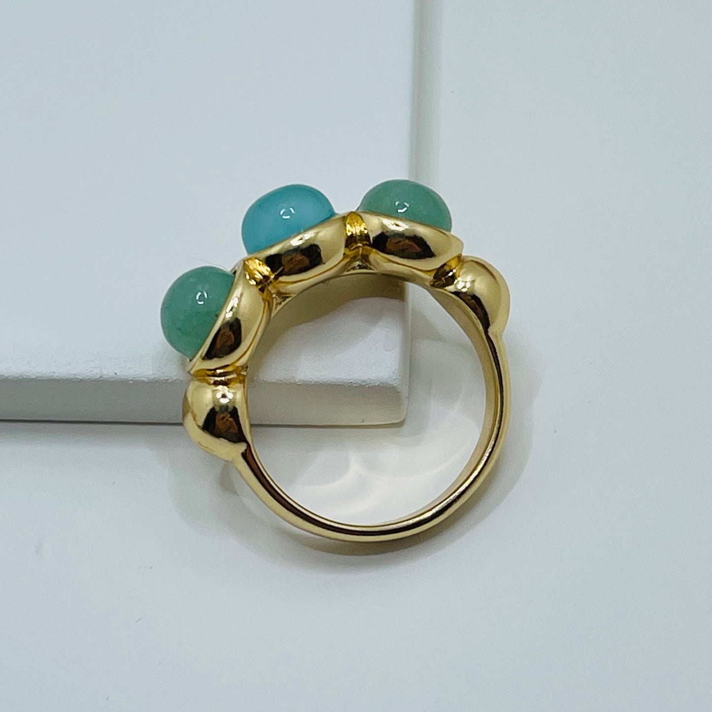 Green & Blue- Whisper Triple Gem Ring