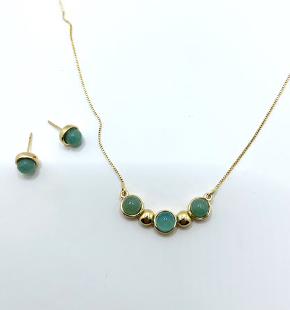 Blue and Green - Whisper Triple Gem Necklace Set