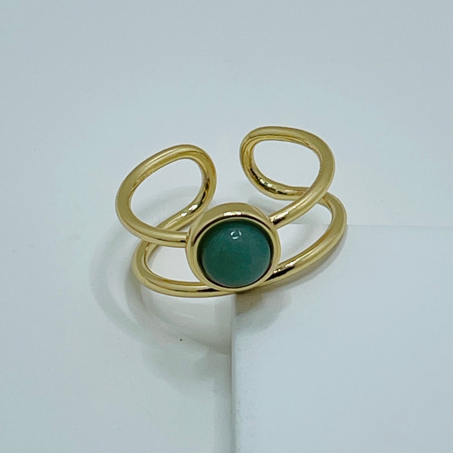 Whisper Double Band Ring - Green Quartz