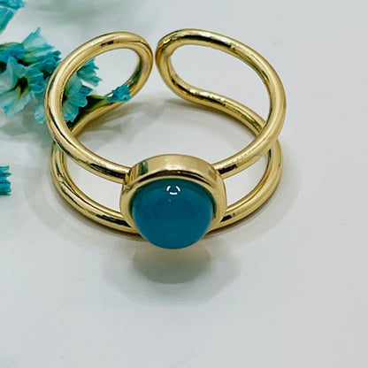 Whisper Double Band Ring - Blue Agate