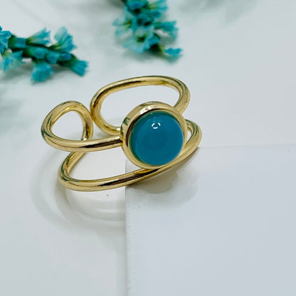 Whisper Double Band Ring - Blue Agate