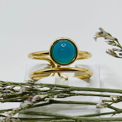 Whisper Double Band Ring - Blue Agate