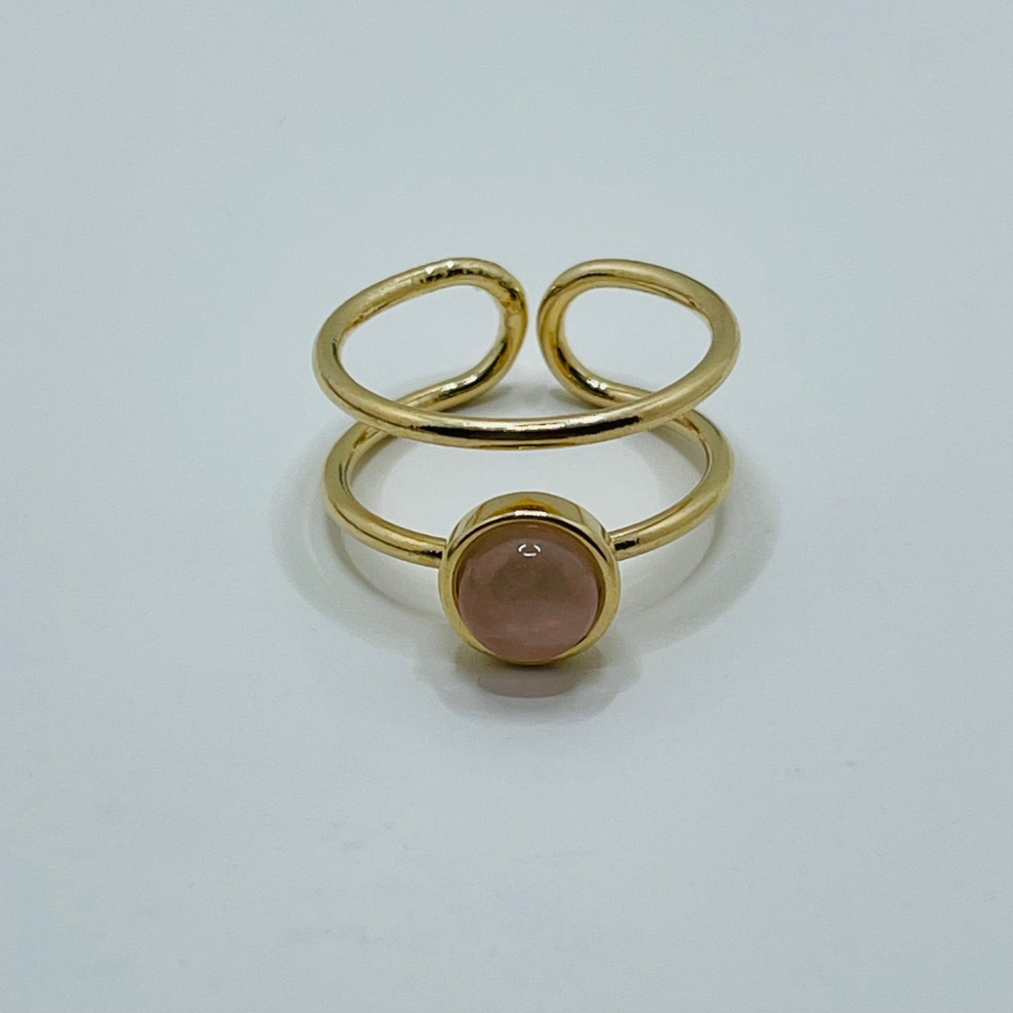 Whisper Double Band Ring - Rose Quartz