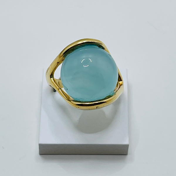 Whisper Sphere Ring - Blue Sky Agate