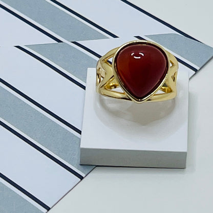 Enigma Small Drop  Ring- Red Agate