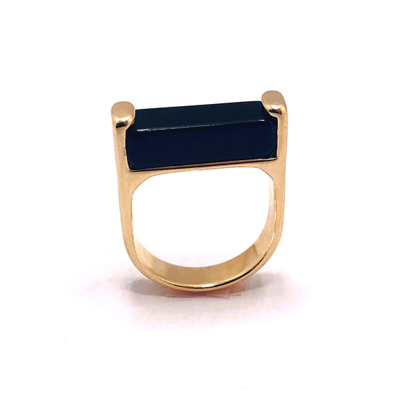 Rio Design Geometric Stick Ring - Black Agate