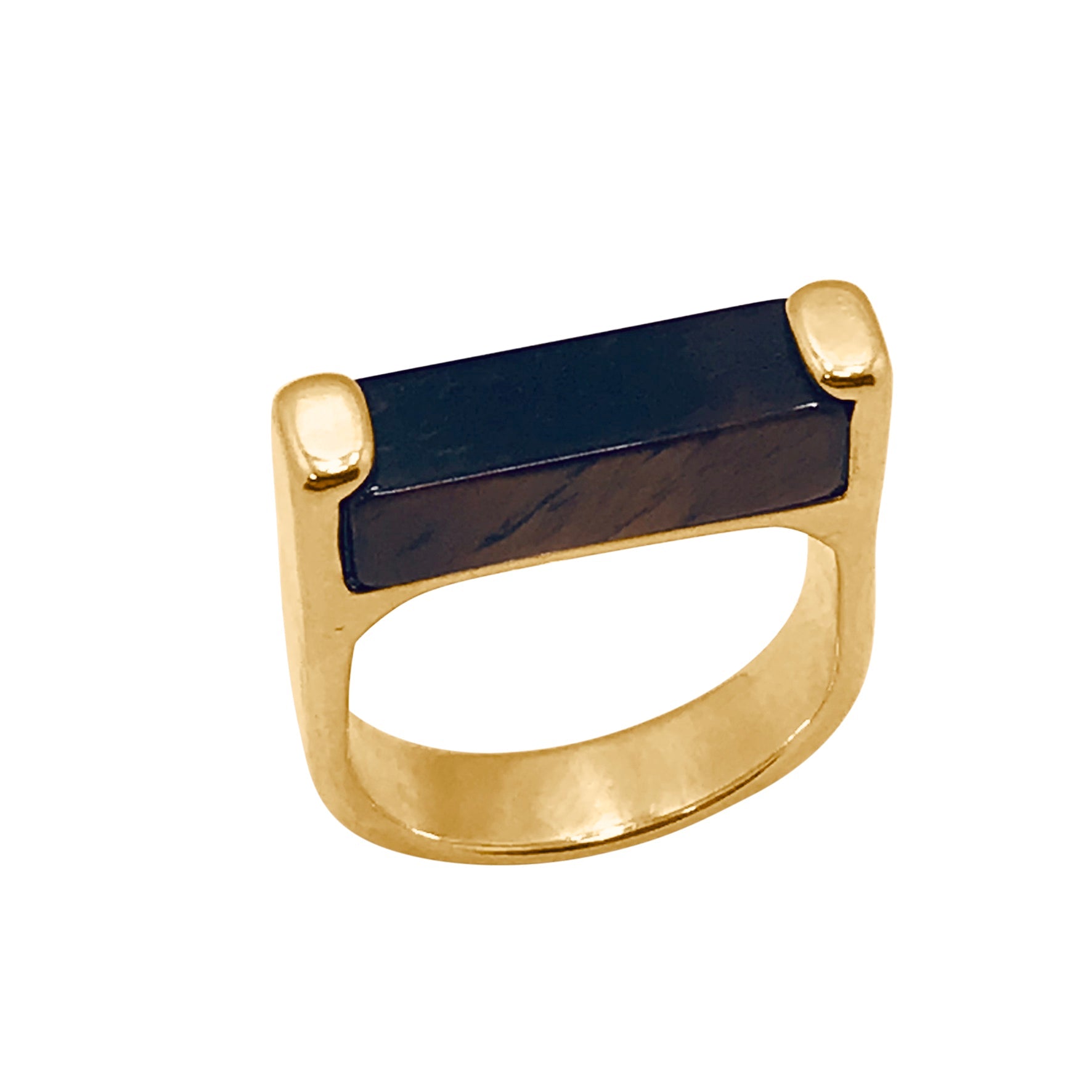 Rio Design Geometric Stick Ring - Black Agate