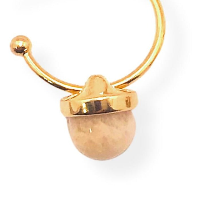 Small Hoop Gemstone Earring - Beige Amazonite