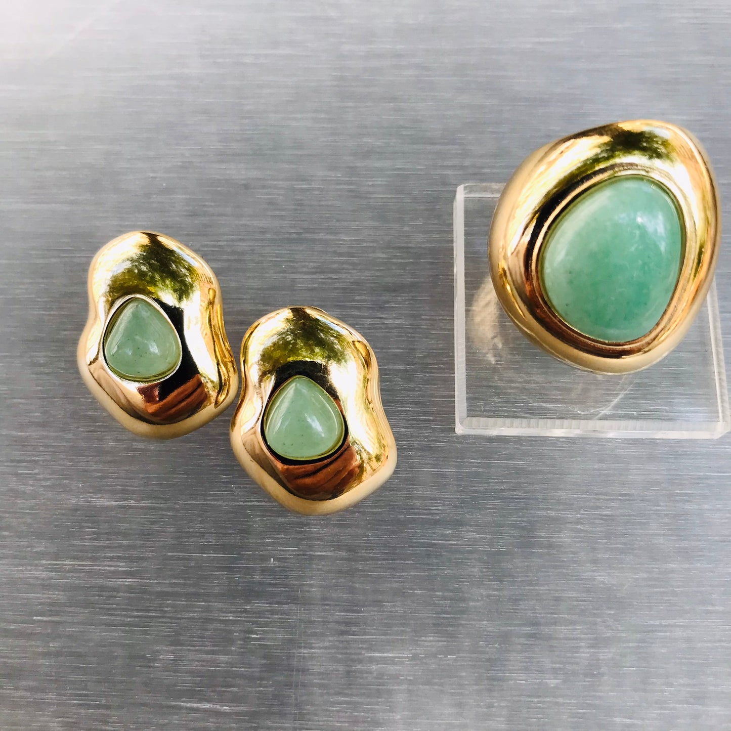 Bold Collection Large Earring - Green Quartz