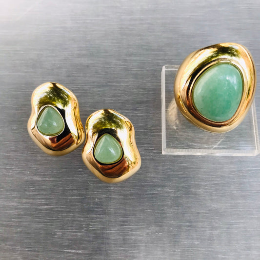 Bold Collection Large Earring - Green Quartz