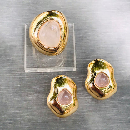 Bold Collection Large Earring - Rose Quartz