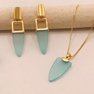 Lance Geometric Necklace - 18k Gold Plated - Blue Agate