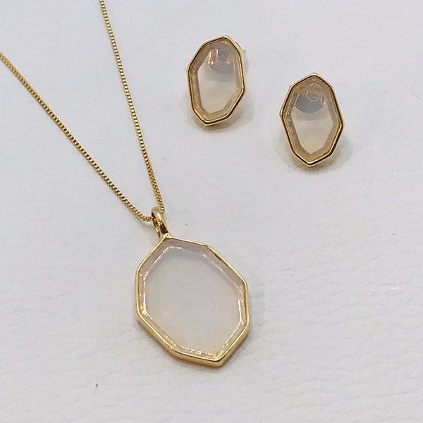Geometric Shape Gemstone Necklace - Opaline