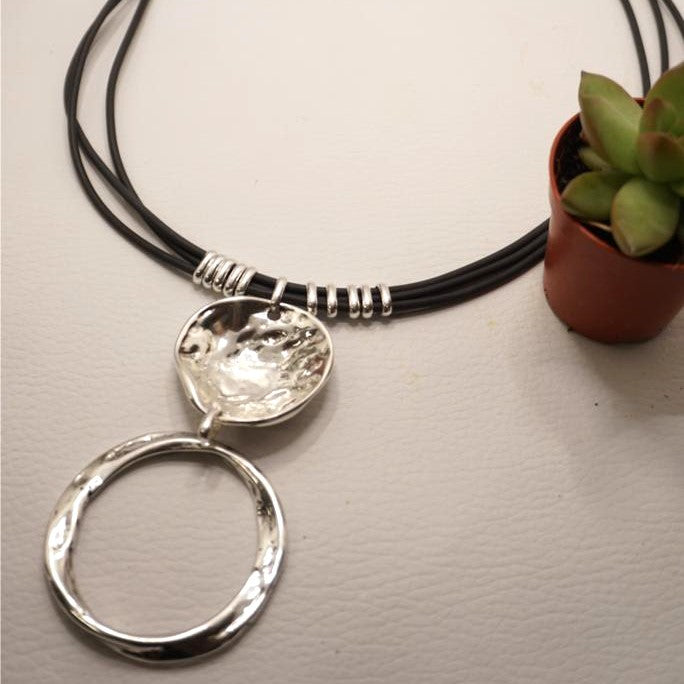 Martillado Double Long Necklace - Silver