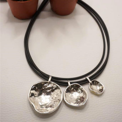 Martillado Triple Short Necklace - Silver