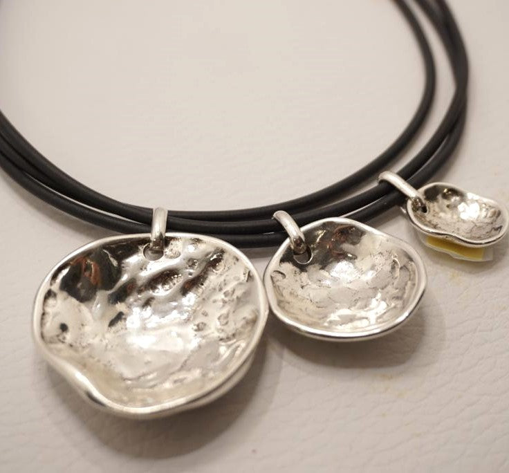 Martillado Triple Short Necklace - Silver