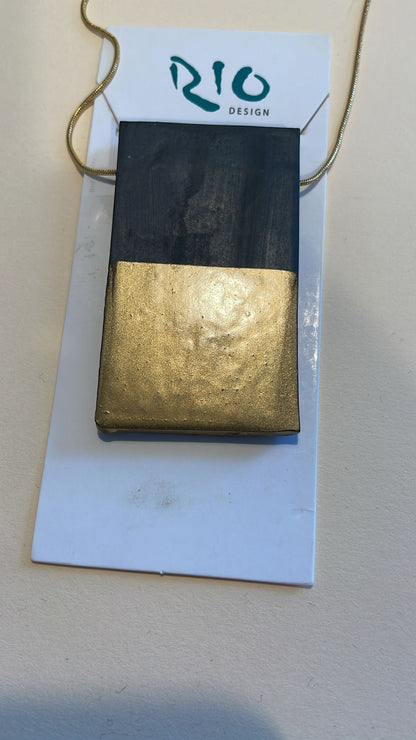 Folding Concrete Texture Long Necklace - Gold