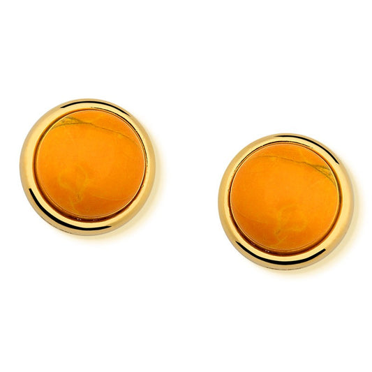Jungle Gems Stud Earring - Yellow Howlita
