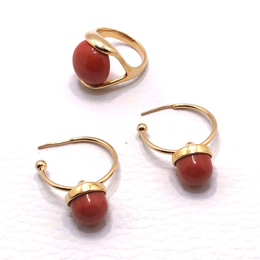 Small Hoop Gemstone Earring - Rose Howlite