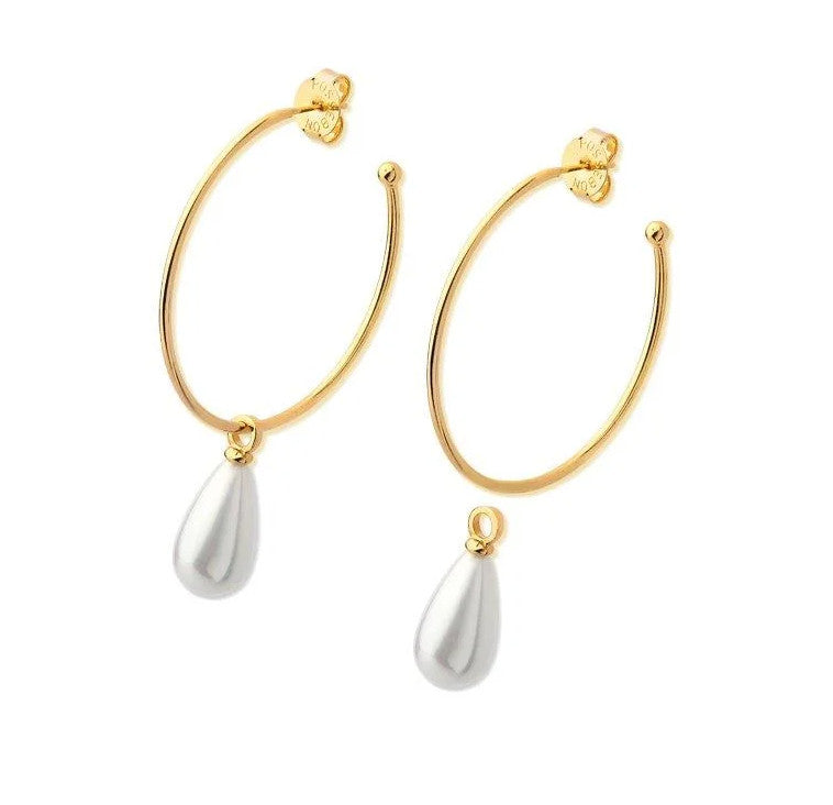 Hoop Earring with Pearl- Gray Shell Pearl