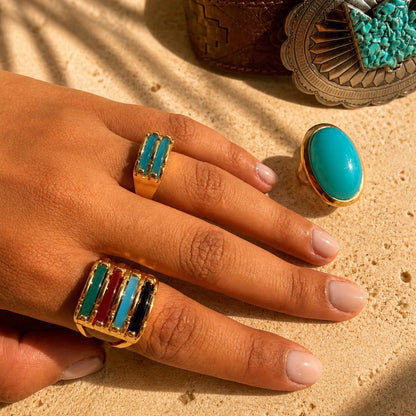 Large Oval Ring -Blue Agate