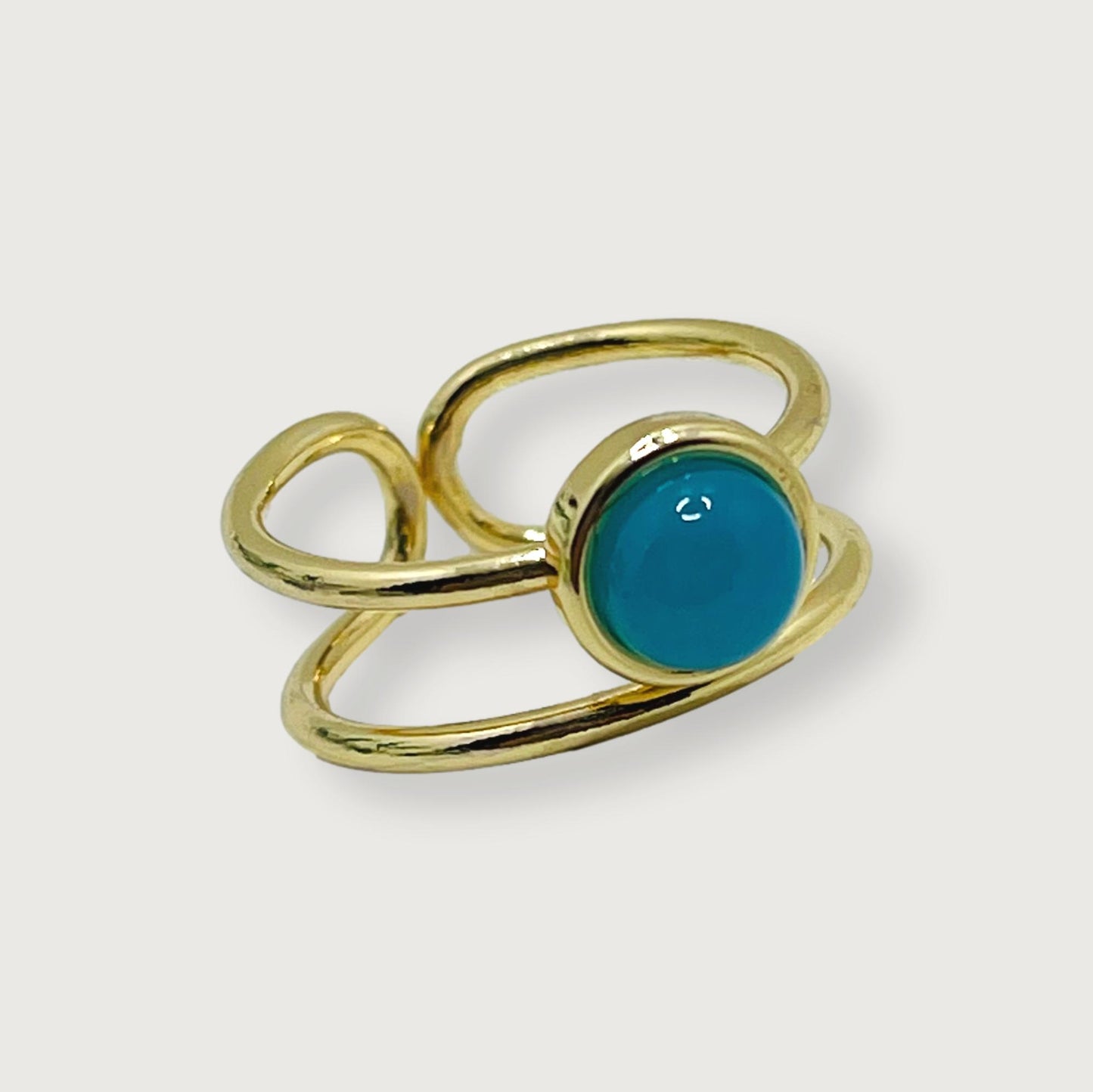 Whisper Double Band Ring - Blue Agate