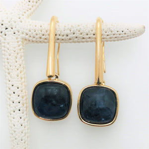 Small Square Hook Earring  18K GOLD PLATED Sodalite