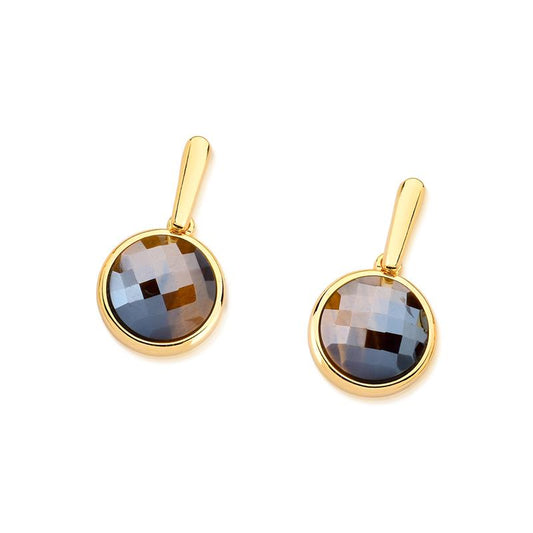 Pearly Gemstone Short Earring - Pearly Tiger Eye