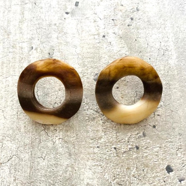 Ceramic Loop  Earring - Horn texture