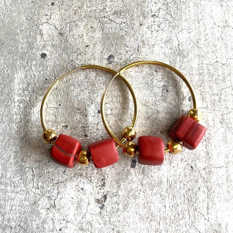 Colors of Life Hoop Earring- Cherry Red