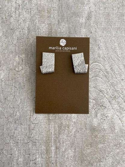 Folding Concrete Earring - Silver