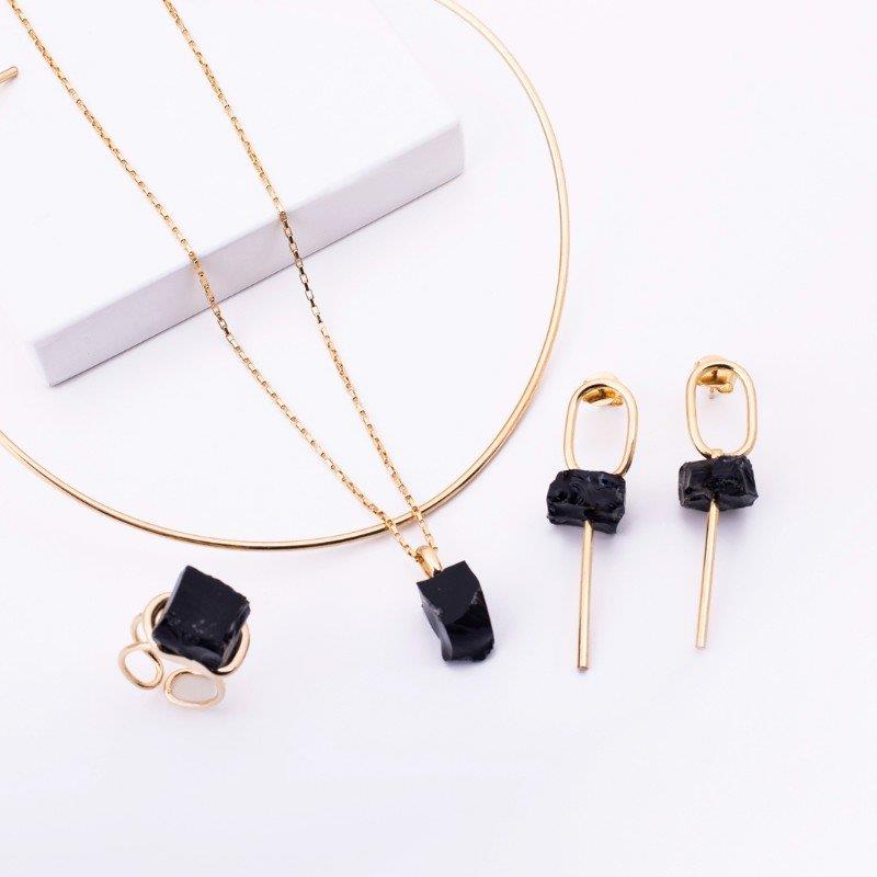 Raw Gemstone Gem Pendant - Black Obsidian