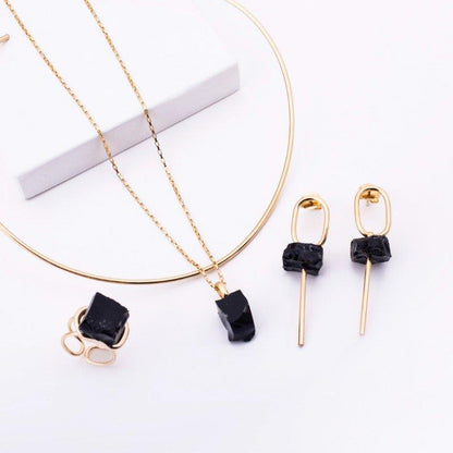 Raw Gemstone Gem Pendant - Black Obsidian