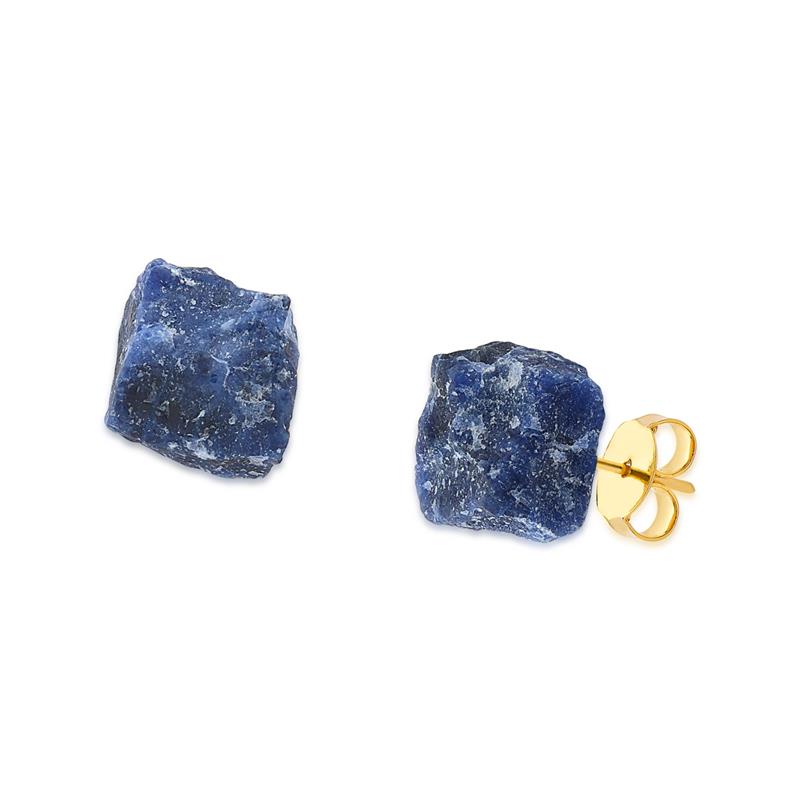 Raw Gemstone Cubes Earring - Sodalite- Small