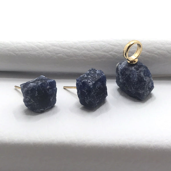 Raw Gemstone Cubes Earring - Sodalite