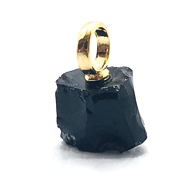 Raw Gemstone Gem Pendant - Black Obsidian