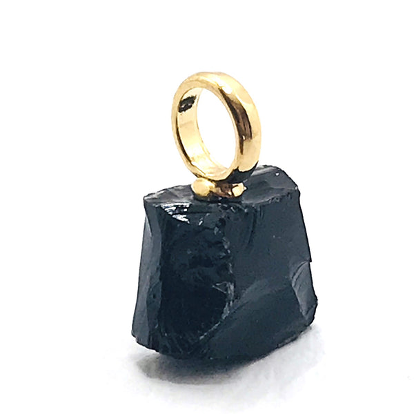 Raw Gemstone Gem Pendant - Black Obsidian