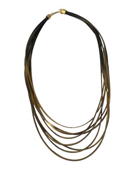 Irregular Lengths Rubber Cords Necklace - Black