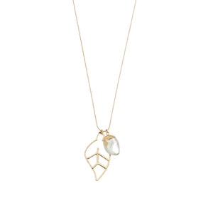 Marilia Capisani Fashion Necklace long hollow leaf and crystal