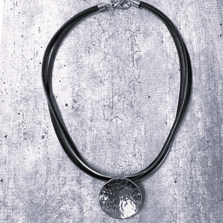 Reflex Collection Short Rubber Necklace- Silver