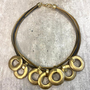 Ceramic Loops Short Necklace - Gold
