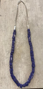 Mini-Cubes Long Necklace - Cobalt Clue
