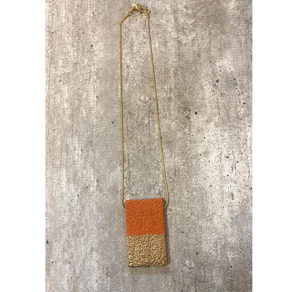 Concrete Texture Short Necklace - Orange & Gold
