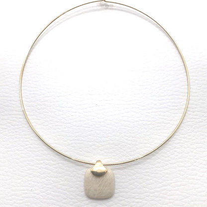 Gargantilla de piedras preciosas cuadradas sin marco - Amazonita beige