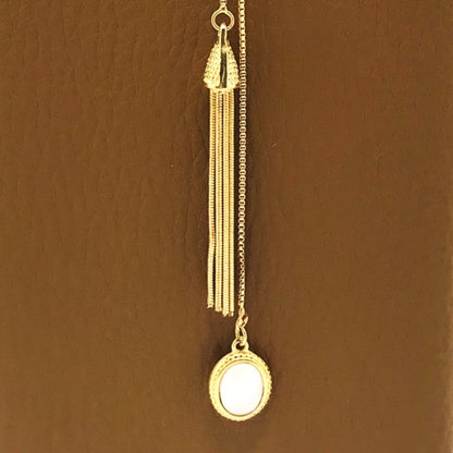 Adjustable Tassel  Necklace -Mother of Pearl