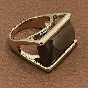 Rectangular Slab Gemstone Ring - Polychrome Jasper