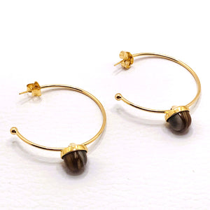 Large Hoop with Gemstone Earring - Polychrome Jasper