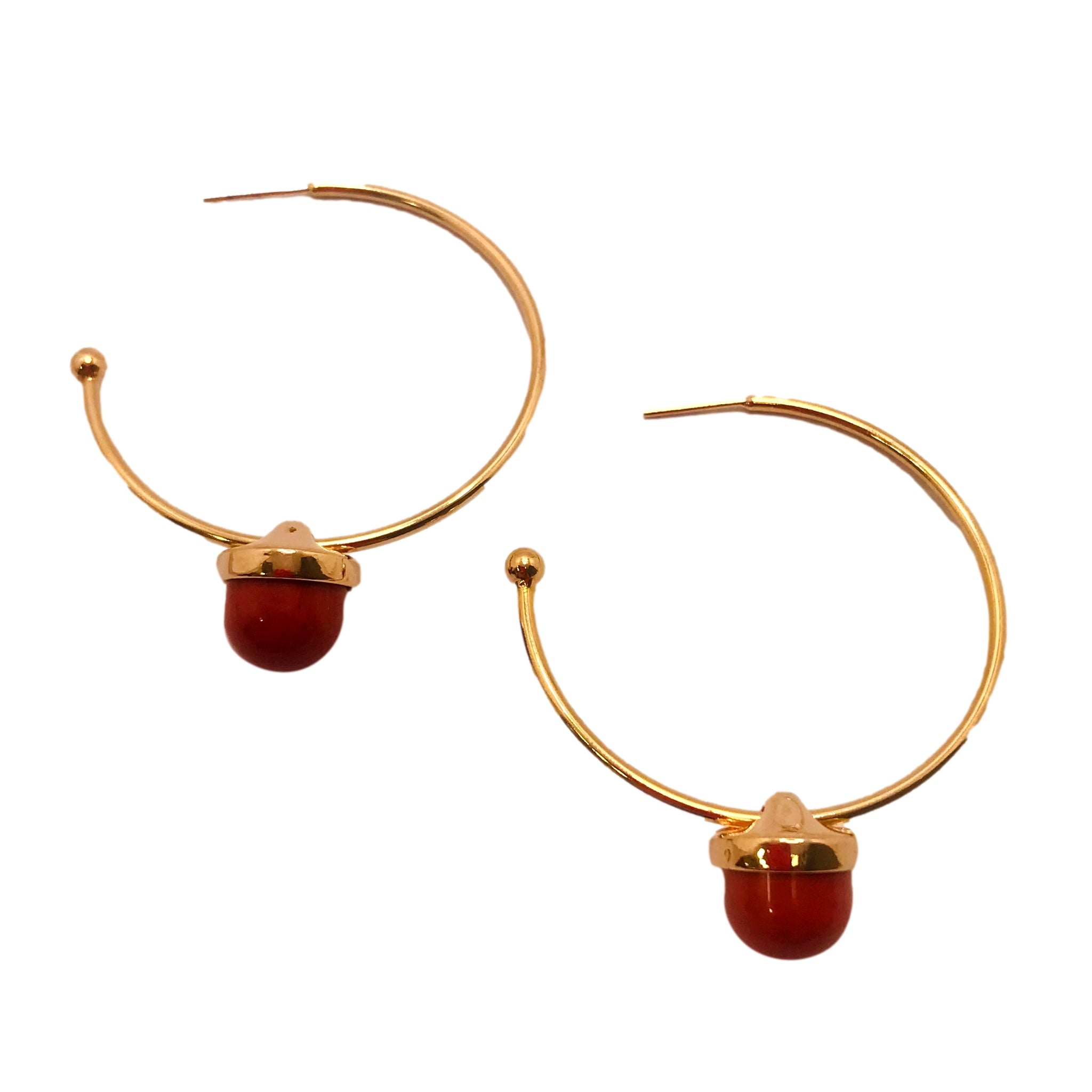 Large Hoop with Gemstone Earring - Rose Howlite